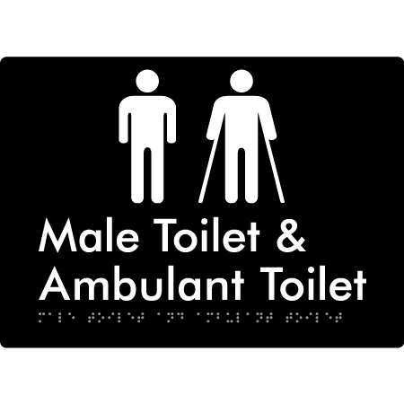 Braille Sign Male Toilet & Ambulant Toilet - Braille Tactile Signs Aust. - BTS403-blk - Custom Signs - Fast Shipping - High Quality - Australian Made & Owned