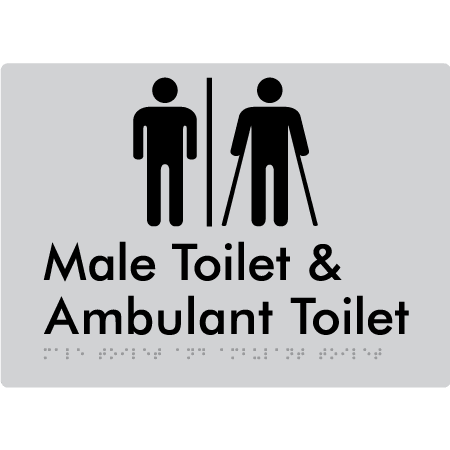 Braille Sign Male Toilet & Ambulant Toilet with Air Lock - Braille Tactile Signs Aust. - BTS403-AL-slv - Custom Signs - Fast Shipping - High Quality - Australian Made & Owned
