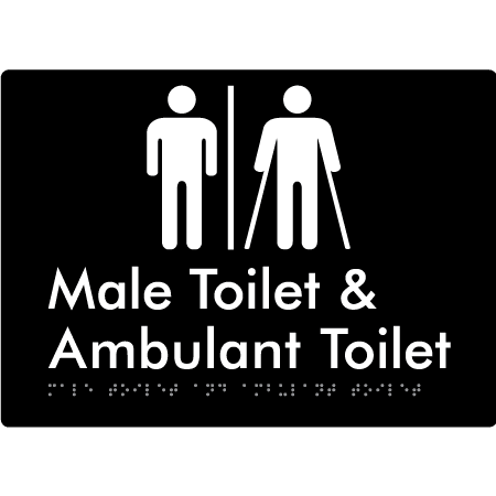 Braille Sign Male Toilet & Ambulant Toilet with Air Lock - Braille Tactile Signs Aust. - BTS403-AL-blk - Custom Signs - Fast Shipping - High Quality - Australian Made & Owned