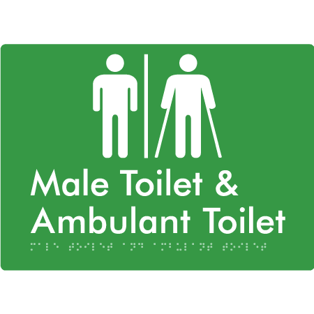 Braille Sign Male Toilet & Ambulant Toilet with Air Lock - Braille Tactile Signs Aust. - BTS403-AL-grn - Custom Signs - Fast Shipping - High Quality - Australian Made & Owned