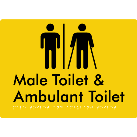 Braille Sign Male Toilet & Ambulant Toilet with Air Lock - Braille Tactile Signs Aust. - BTS403-AL-yel - Custom Signs - Fast Shipping - High Quality - Australian Made & Owned