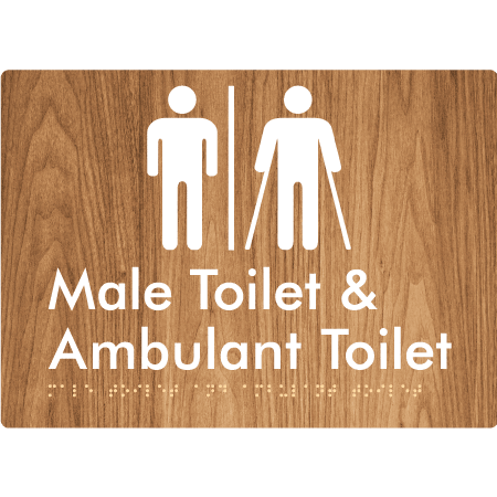 Braille Sign Male Toilet & Ambulant Toilet with Air Lock - Braille Tactile Signs Aust. - BTS403-AL-wdg - Custom Signs - Fast Shipping - High Quality - Australian Made & Owned