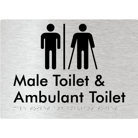 Braille Sign Male Toilet & Ambulant Toilet with Air Lock - Braille Tactile Signs Aust. - BTS403-AL-aliB - Custom Signs - Fast Shipping - High Quality - Australian Made & Owned
