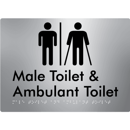 Braille Sign Male Toilet & Ambulant Toilet with Air Lock - Braille Tactile Signs Aust. - BTS403-AL-aliS - Custom Signs - Fast Shipping - High Quality - Australian Made & Owned