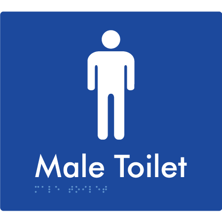 Braille Sign Male Toilet - Braille Tactile Signs Aust. - BTS02n-blu - Custom Signs - Fast Shipping - High Quality - Australian Made & Owned