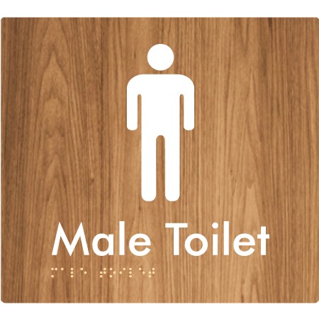 Braille Sign Male Toilet - Braille Tactile Signs Aust. - BTS02n-wdg - Custom Signs - Fast Shipping - High Quality - Australian Made & Owned
