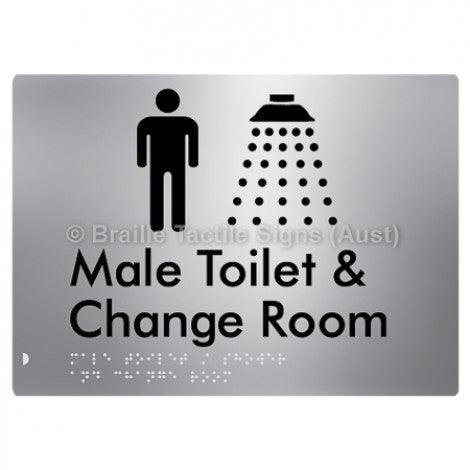 Male Toilet / Shower & Change Room - Braille Tactile Signs (Aust) - BTS283-aliS - Fully Custom Signs - Fast Shipping - High Quality