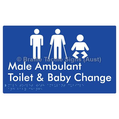Male Toilet with Ambulant Cubicle and Baby Change - Braille Tactile Signs (Aust) - BTS359-blu - Fully Custom Signs - Fast Shipping - High Quality