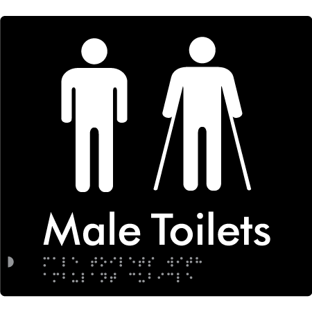 Braille Sign Male Toilets with Ambulant Cubicle - Braille Tactile Signs Aust. - BTS236-blk - Custom Signs - Fast Shipping - High Quality - Australian Made & Owned