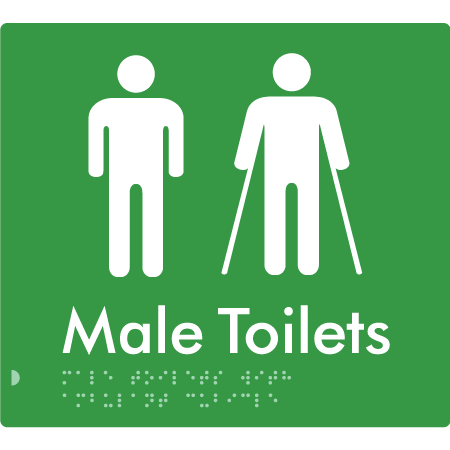 Braille Sign Male Toilets with Ambulant Cubicle - Braille Tactile Signs Aust. - BTS236-grn - Custom Signs - Fast Shipping - High Quality - Australian Made & Owned