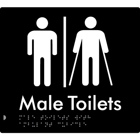 Braille Sign Male Toilets with Ambulant Cubicle with Airlock - Braille Tactile Signs Aust. - BTS236-AL-blk - Custom Signs - Fast Shipping - High Quality - Australian Made & Owned