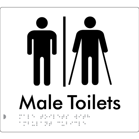 Braille Sign Male Toilets with Ambulant Cubicle with Airlock - Braille Tactile Signs Aust. - BTS236-AL-wht - Custom Signs - Fast Shipping - High Quality - Australian Made & Owned