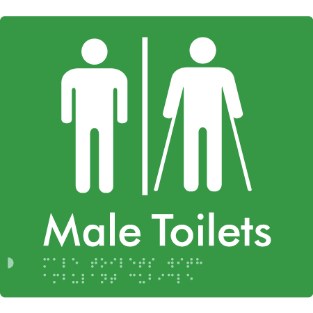 Braille Sign Male Toilets with Ambulant Cubicle with Airlock - Braille Tactile Signs Aust. - BTS236-AL-grn - Custom Signs - Fast Shipping - High Quality - Australian Made & Owned