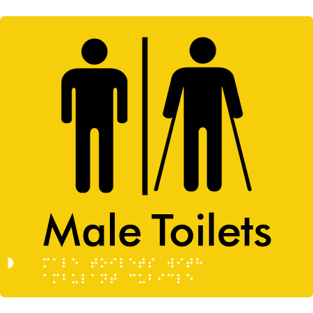 Braille Sign Male Toilets with Ambulant Cubicle with Airlock - Braille Tactile Signs Aust. - BTS236-AL-yel - Custom Signs - Fast Shipping - High Quality - Australian Made & Owned