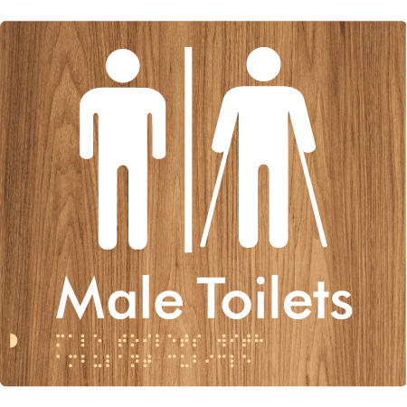 Braille Sign Male Toilets with Ambulant Cubicle with Airlock - Braille Tactile Signs Aust. - BTS236-AL-wdg - Custom Signs - Fast Shipping - High Quality - Australian Made & Owned