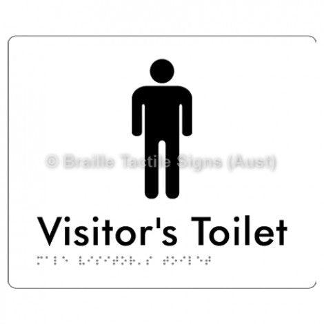 Male Visitor’s Toilet - Braille Tactile Signs (Aust) - BTS100-wht - Fully Custom Signs - Fast Shipping - High Quality