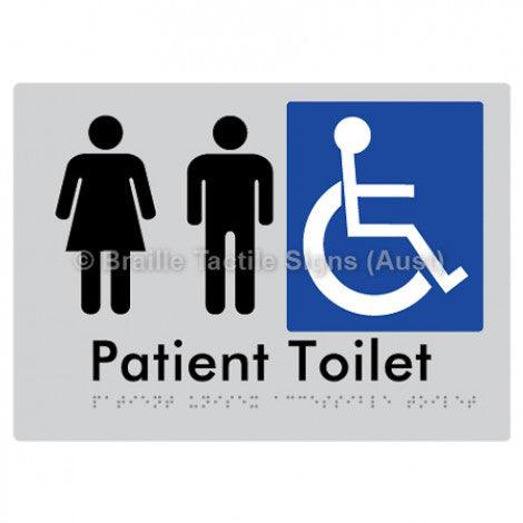 Braille Sign Patient Unisex Accessible Toilet - Braille Tactile Signs (Aust) - BTS101-slv - Fully Custom Signs - Fast Shipping - High Quality - Australian Made & Owned