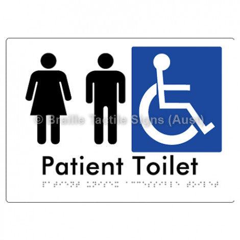 Braille Sign Patient Unisex Accessible Toilet - Braille Tactile Signs (Aust) - BTS101-wht - Fully Custom Signs - Fast Shipping - High Quality - Australian Made & Owned
