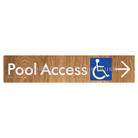 Braille Sign Pool Access w/ Large Arrow - Braille Tactile Signs (Aust) - BTS170->R-wdg - Fully Custom Signs - Fast Shipping - High Quality - Australian Made & Owned