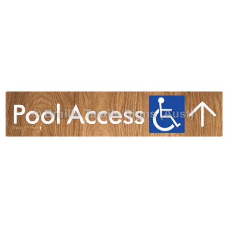 Braille Sign Pool Access w/ Large Arrow - Braille Tactile Signs (Aust) - BTS170->U-wdg - Fully Custom Signs - Fast Shipping - High Quality - Australian Made & Owned