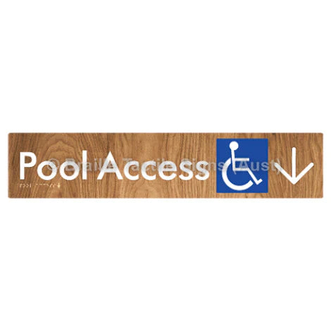 Braille Sign Pool Access w/ Large Arrow - Braille Tactile Signs (Aust) - BTS170->D-wdg - Fully Custom Signs - Fast Shipping - High Quality - Australian Made & Owned