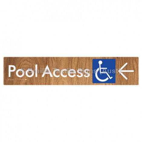 Braille Sign Pool Access w/ Large Arrow - Braille Tactile Signs (Aust) - BTS170->L-wdg - Fully Custom Signs - Fast Shipping - High Quality - Australian Made & Owned