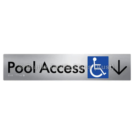 Braille Sign Pool Access w/ Large Arrow - Braille Tactile Signs (Aust) - BTS170->D-aliS - Fully Custom Signs - Fast Shipping - High Quality - Australian Made & Owned