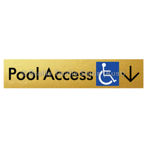 Braille Sign Pool Access w/ Large Arrow - Braille Tactile Signs (Aust) - BTS170->D-aliG - Fully Custom Signs - Fast Shipping - High Quality - Australian Made & Owned