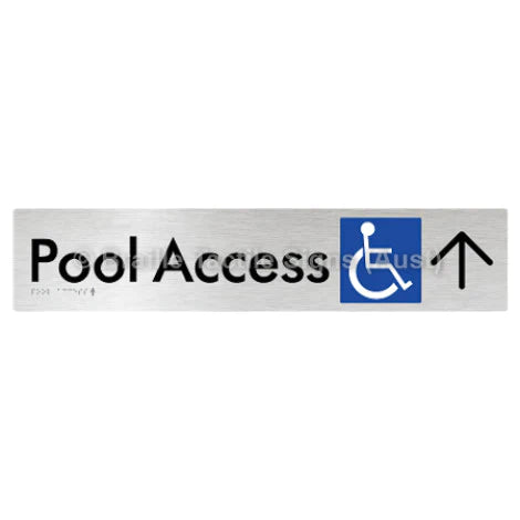 Braille Sign Pool Access w/ Large Arrow - Braille Tactile Signs (Aust) - BTS170->U-aliB - Fully Custom Signs - Fast Shipping - High Quality - Australian Made & Owned