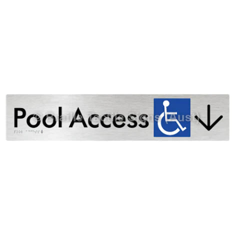 Braille Sign Pool Access w/ Large Arrow - Braille Tactile Signs (Aust) - BTS170->D-aliB - Fully Custom Signs - Fast Shipping - High Quality - Australian Made & Owned