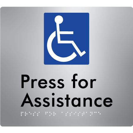 Braille Sign Press For Assistance - Braille Tactile Signs Aust. - BTS408-aliS - Custom Signs - Fast Shipping - High Quality - Australian Made & Owned