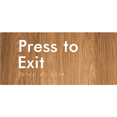 Braille Sign Press to Exit - Braille Tactile Signs Aust. - BTS166-wdg - Custom Signs - Fast Shipping - High Quality - Australian Made & Owned