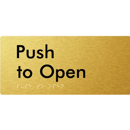 Braille Sign Push To Open - Braille Tactile Signs Aust. - BTS424-aliG - Custom Signs - Fast Shipping - High Quality - Australian Made & Owned