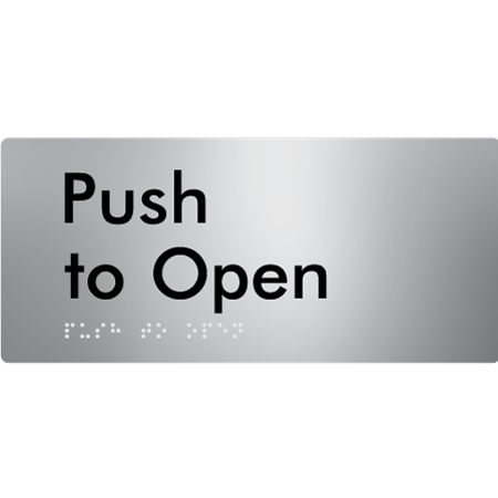 Braille Sign Push To Open - Braille Tactile Signs Aust. - BTS424-aliS - Custom Signs - Fast Shipping - High Quality - Australian Made & Owned