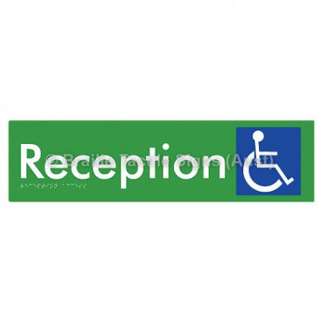 Braille Sign Reception Access - Braille Tactile Signs (Aust) - BTS167-grn - Fully Custom Signs - Fast Shipping - High Quality - Australian Made & Owned