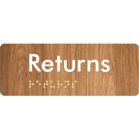 Braille Sign Returns - Braille Tactile Signs Aust. - BTS401-wdg - Custom Signs - Fast Shipping - High Quality - Australian Made & Owned