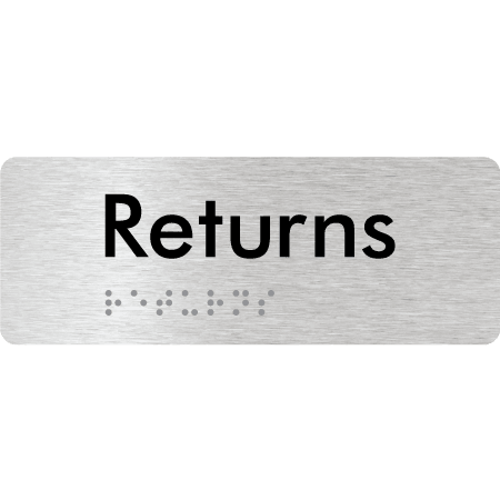 Braille Sign Returns - Braille Tactile Signs Aust. - BTS401-aliB - Custom Signs - Fast Shipping - High Quality - Australian Made & Owned