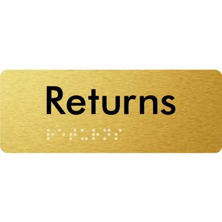 Braille Sign Returns - Braille Tactile Signs Aust. - BTS401-aliG - Custom Signs - Fast Shipping - High Quality - Australian Made & Owned
