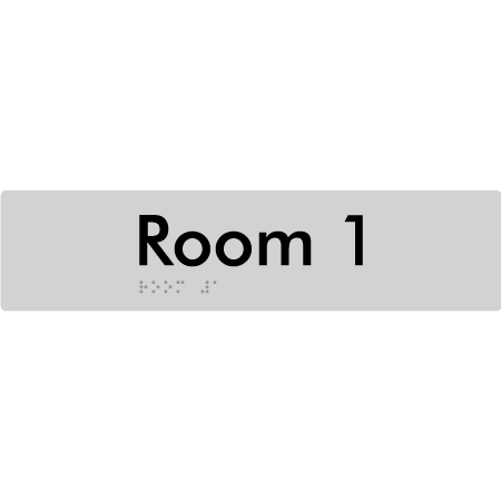 Braille Sign Room 1 - Braille Tactile Signs Aust. - BTS248-01-slv - Custom Signs - Fast Shipping - High Quality - Australian Made & Owned