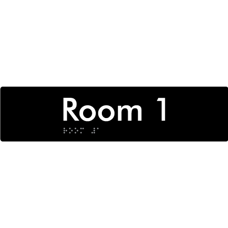 Braille Sign Room 1 - Braille Tactile Signs Aust. - BTS248-01-blk - Custom Signs - Fast Shipping - High Quality - Australian Made & Owned