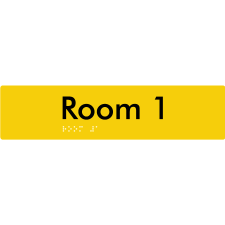 Braille Sign Room 1 - Braille Tactile Signs Aust. - BTS248-01-yel - Custom Signs - Fast Shipping - High Quality - Australian Made & Owned