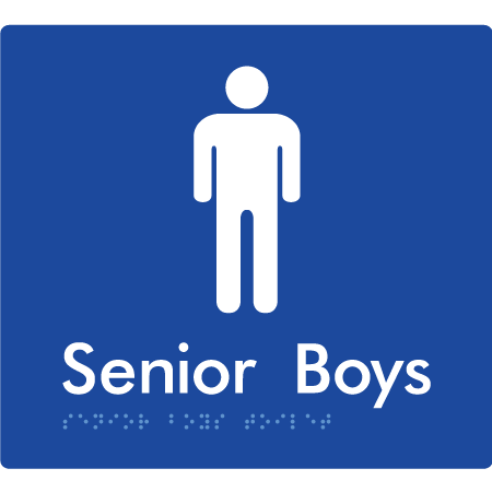 Braille Sign Senior Boys Toilet - Braille Tactile Signs Aust. - BTS141-blu - Custom Signs - Fast Shipping - High Quality - Australian Made & Owned