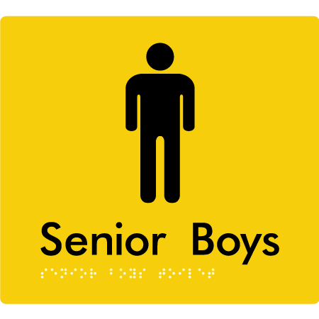 Braille Sign Senior Boys Toilet - Braille Tactile Signs Aust. - BTS141-yel - Custom Signs - Fast Shipping - High Quality - Australian Made & Owned