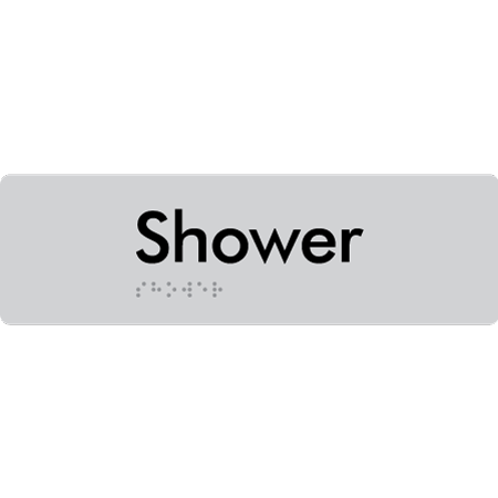 Braille Sign Shower - Braille Tactile Signs Aust. - BTS444-slv - Custom Signs - Fast Shipping - High Quality - Australian Made & Owned