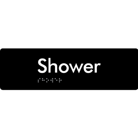 Braille Sign Shower - Braille Tactile Signs Aust. - BTS444-blk - Custom Signs - Fast Shipping - High Quality - Australian Made & Owned