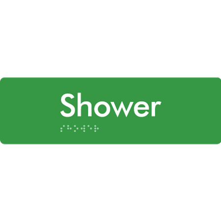 Braille Sign Shower - Braille Tactile Signs Aust. - BTS444-grn - Custom Signs - Fast Shipping - High Quality - Australian Made & Owned