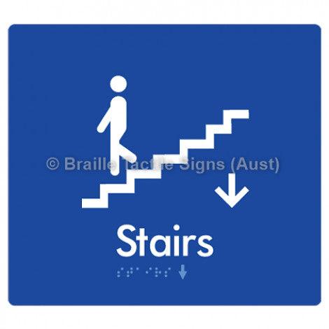 Braille Sign Stairs (Down) w/ Small Arrow: D - Braille Tactile Signs (Aust) - BTS239->D-blu - Fully Custom Signs - Fast Shipping - High Quality - Australian Made & Owned