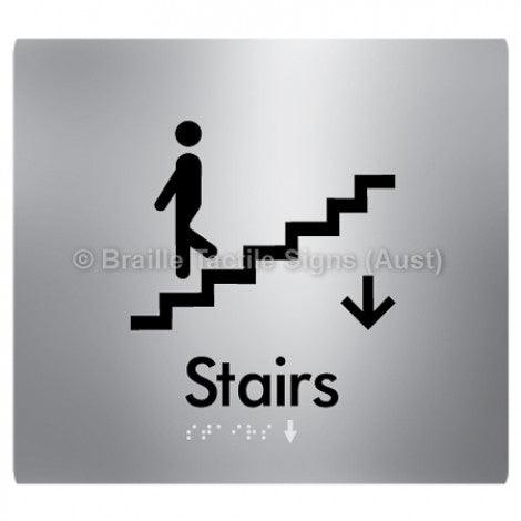 Braille Sign Stairs (Down) w/ Small Arrow: D - Braille Tactile Signs (Aust) - BTS239->D-aliS - Fully Custom Signs - Fast Shipping - High Quality - Australian Made & Owned