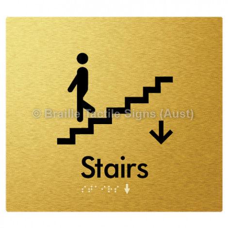 Braille Sign Stairs (Down) w/ Small Arrow: D - Braille Tactile Signs (Aust) - BTS239->D-aliG - Fully Custom Signs - Fast Shipping - High Quality - Australian Made & Owned
