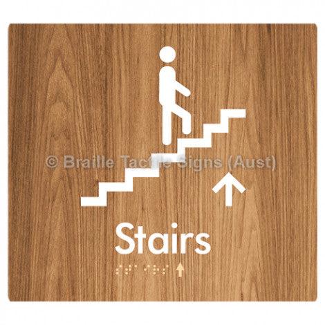 Braille Sign Stairs (Up) w/ Small Arrow: U - Braille Tactile Signs (Aust) - BTS238->U-wdg - Fully Custom Signs - Fast Shipping - High Quality - Australian Made & Owned